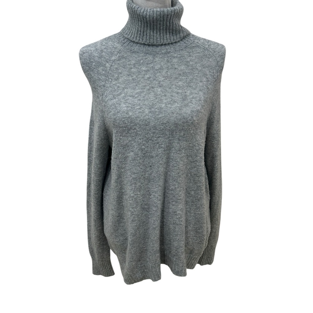 J. Crew Heather Gray Turtleneck wool alpaca ribbed hems Sweater size small